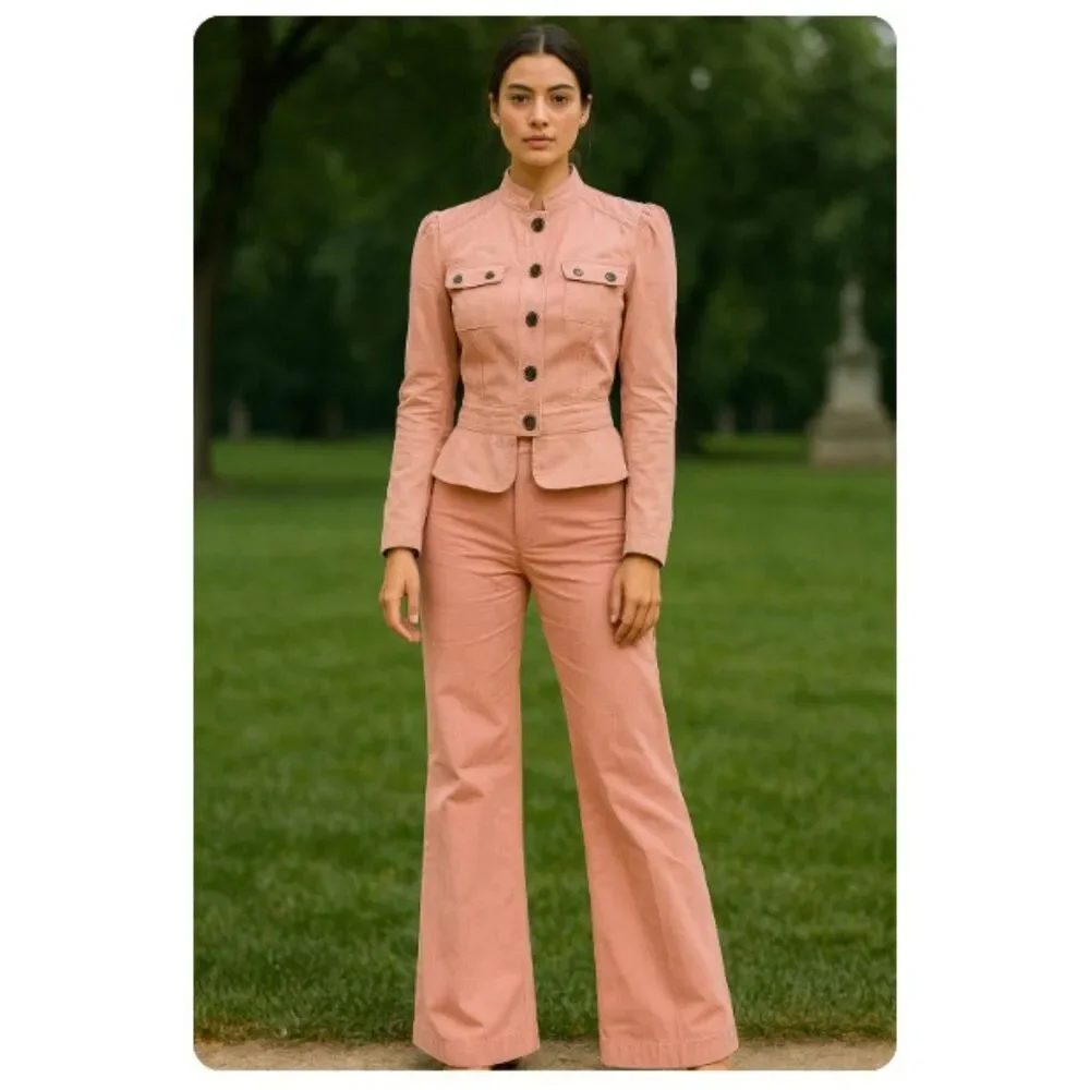 Guess Jeans for Marciano Pink Pants Suit Vintage Jacket Flare Leg Stretch XL 28 - Picture 1 of 16